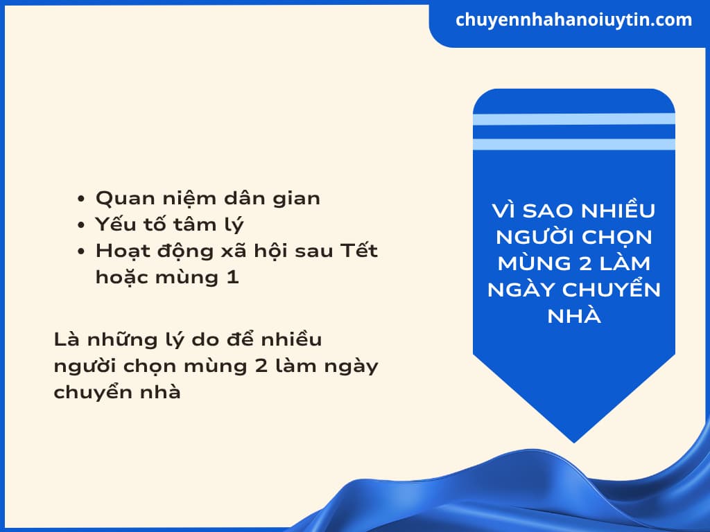 Vì sao nhiều người chọn mùng 2 làm ngày để chuyển nhà